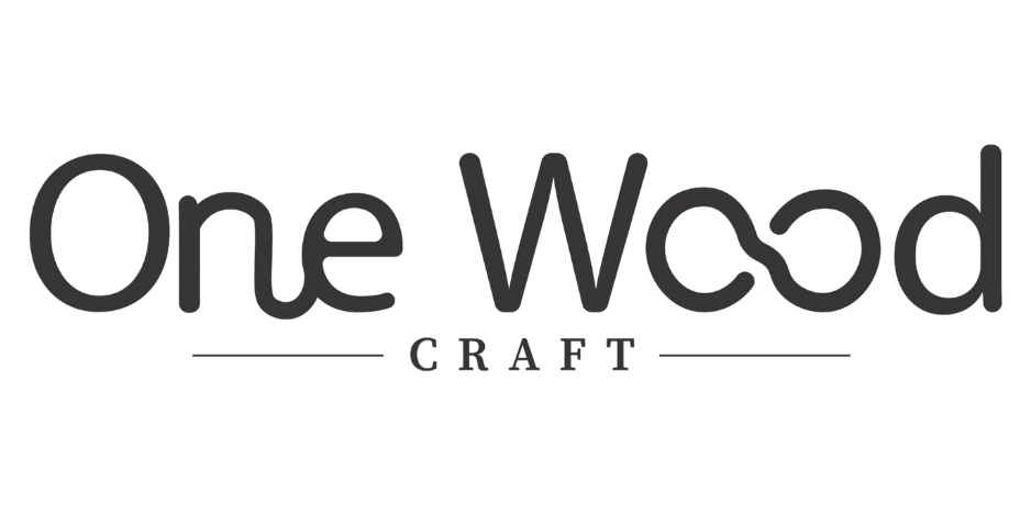 Logo with the words One Wood in large, modern font above the word CRAFT in smaller, spaced-out letters and two horizontal lines on either side.